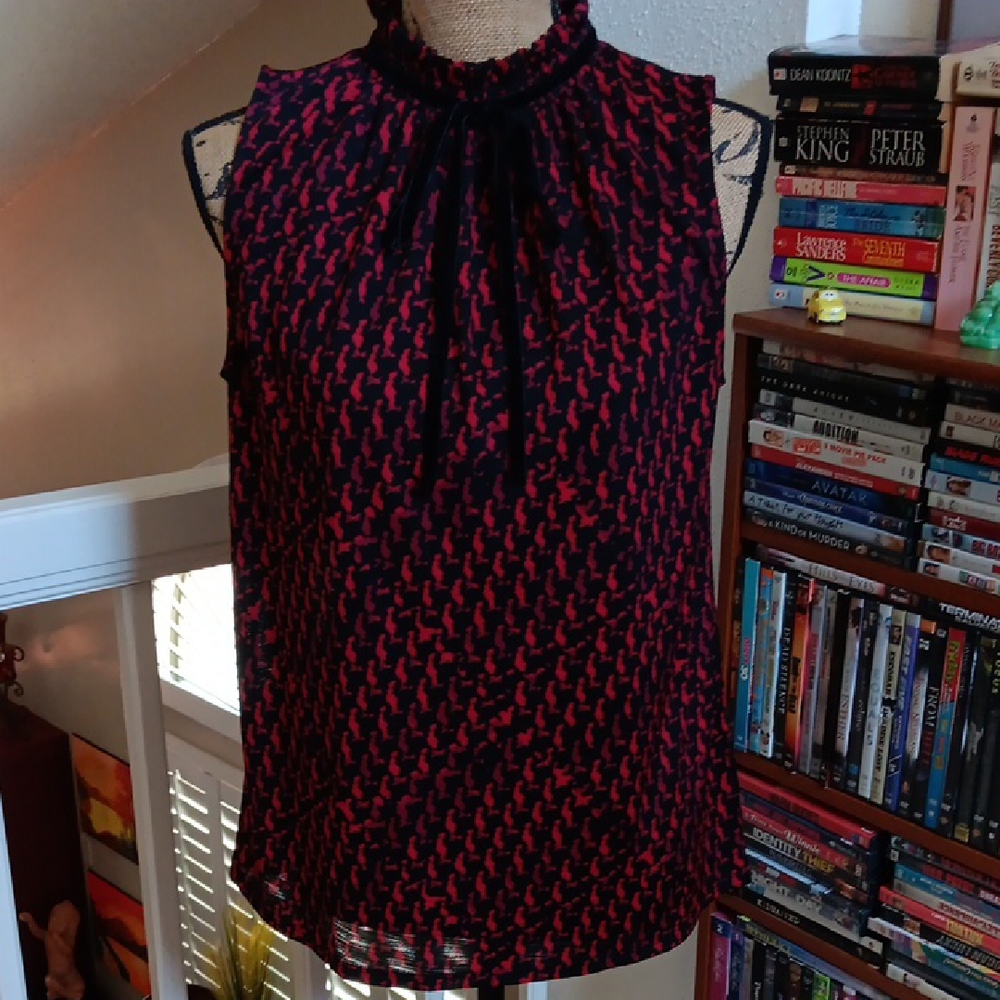Worthington Red and Black Patterned Blouse